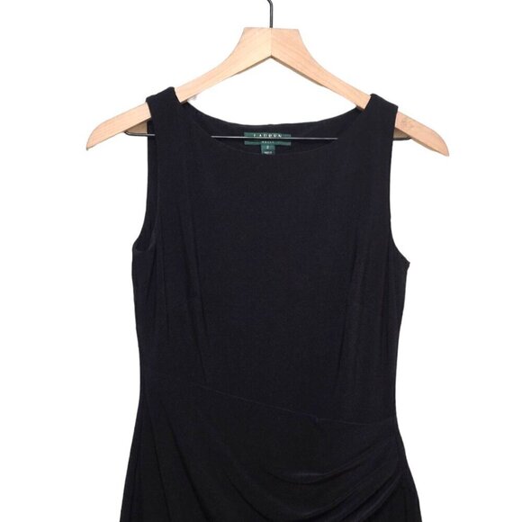 Ralph Lauren Black All Occasions Sleeveless Ruched Sheath Dress Sz 2 - Picture 3 of 8